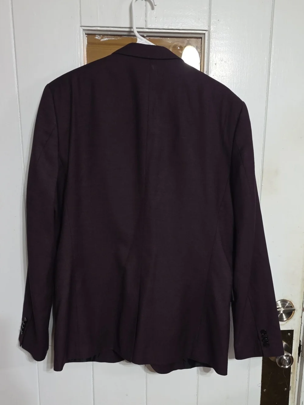 H & M Skinny Fit Mens Burgundy Single-Breasted Blazer Classic Stulush Sz 46R EUC